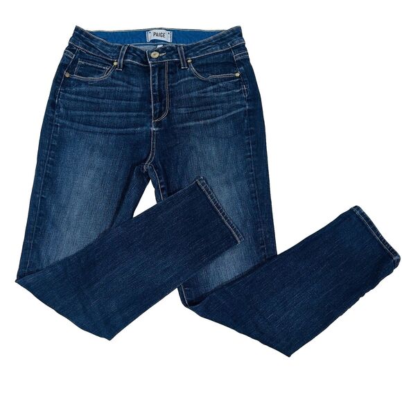 PAIGE Callie Crop Mid Rise Denim Blue Jeans Women Size 26x26 EUC - Picture 1 of 10